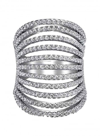 925 Sterling Silver Cubic Zirconia Studded Ring