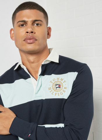 Icons Stripe Rugby Shirt Desert Sky/Oxygen