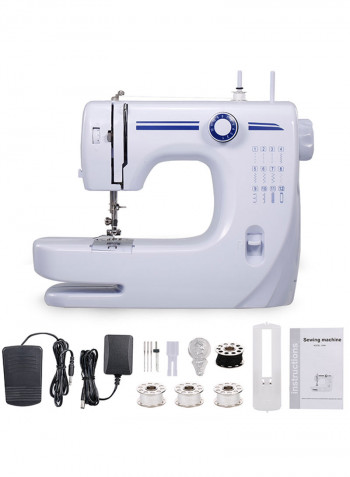 Mini Electric Sewing Machine Set White/Blue/Silver