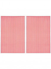 2-Piece Striped Curtain Set Red/White