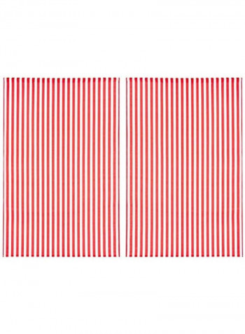 2-Piece Striped Curtain Set Red/White