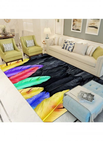 Feather Printed Floor Mat Multicolour 140x200cm