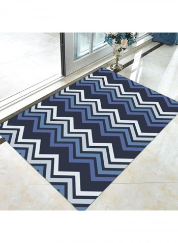 1-Piece Classic Stripe Pattern Print Anti-Skidding Comfy Carpet Blue/White 140x200cm
