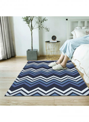 1-Piece Classic Stripe Pattern Print Anti-Skidding Comfy Carpet Blue/White 140x200cm