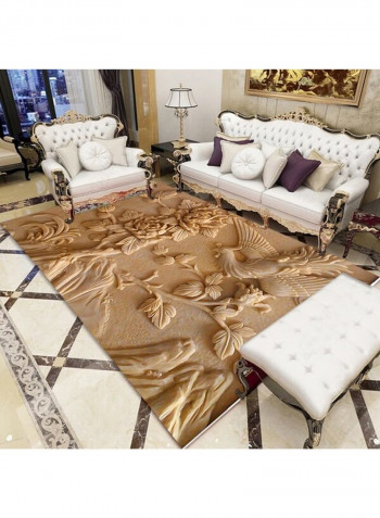 3D Flowers Pattern Rectangle Comfy Rug Brown 140 x 200cm