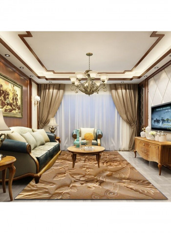 3D Flowers Pattern Rectangle Comfy Rug Brown 140 x 200cm