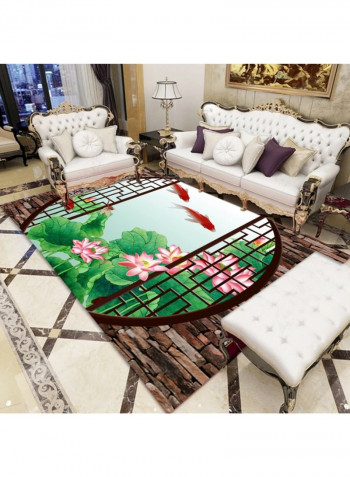 3D Lotus Flowers Pattern Floor Mat Multicolour 140 x 200cm