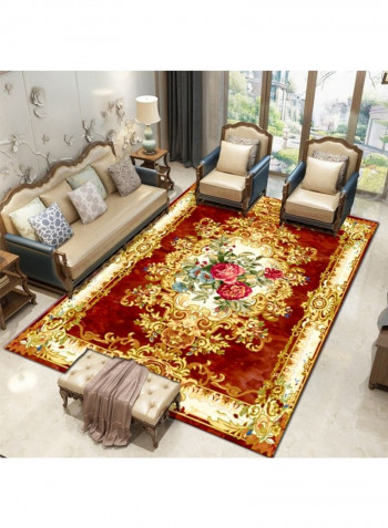 European Style Classic Flowers Pattern Rectangle Anti-Slip Rug Multicolour 140x200cm