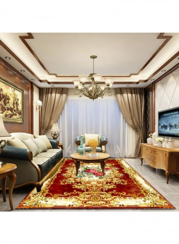 European Style Classic Flowers Pattern Rectangle Anti-Slip Rug Multicolour 140x200cm