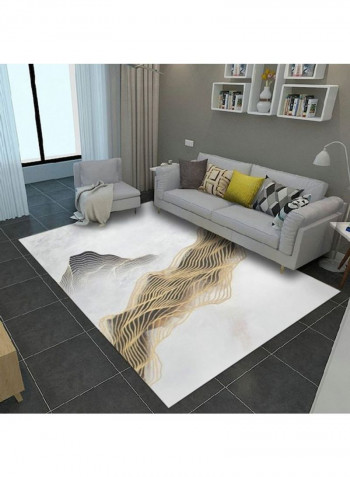 Modern Print Anti-Skidding Abrasion Resistance Rug White/Gold/Black 140 x 200cm