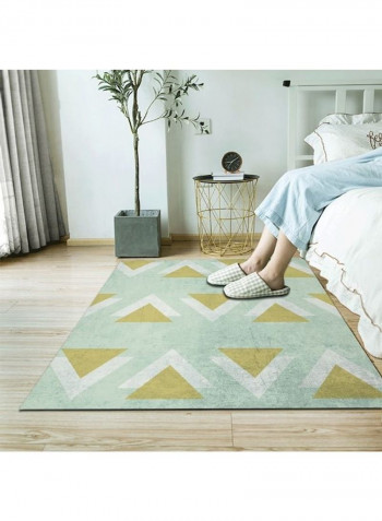 Simple Triangles Pattern Rectangle Shape Non-Slip Rug Green/Yellow/White 140 x 200cm