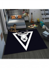 Deer Printed Anti-Slip Rug Black/White 140x200cm