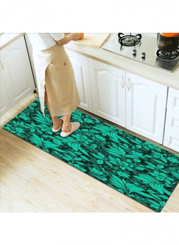 Floral Pattern Modern Style Anti-Skidding Simple Carpet Green 140 x 200cm