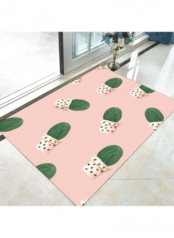 Fresh Cactus Pattern Anti-Skidding Durable Cozy Carpet Pink/Green/White 140 x 200cm