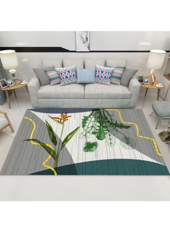 Fresh Style Plants Print Rectangle Anti-Skid Soft Rug Multicolour 140x200cm