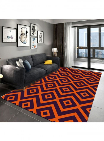Geometric Pattern Anti-Skidding Classic Home Carpet Orange/Purple 140 x 200cm