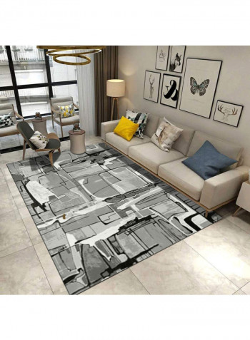 Modern Abstract Patterned Anti-Skidding Floor Rug Grey/Black 140x200cm