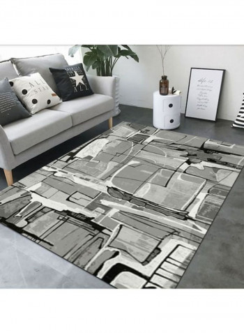 Modern Abstract Patterned Anti-Skidding Floor Rug Grey/Black 140x200cm