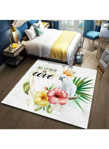 Pastoral Style Flowers Print Rectangle Cozy Floor Rug Multicolour 140 x 200cm