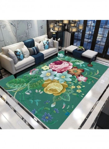 Printed Living Room Floor Rug Green/Blue/Pink 140x200cm