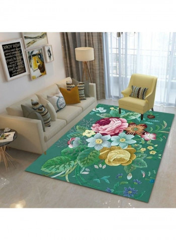 Printed Living Room Floor Rug Green/Blue/Pink 140x200cm