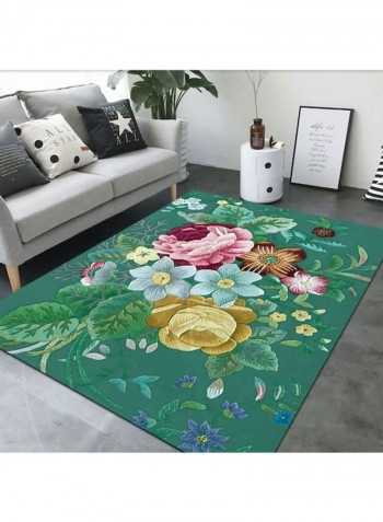 Printed Living Room Floor Rug Green/Blue/Pink 140x200cm