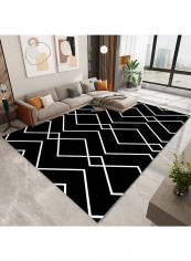 Anti-Slip Floor Rug Black/White 140x200cm
