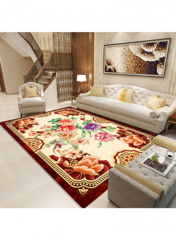 Classic Flower Pattern Rectangle Anti-Slip Rug Multicolour 140x200cm