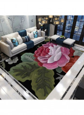 3D Peony Flower Printed Floor Rug Multicolour 140x200cm