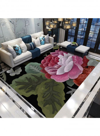 3D Peony Flower Printed Floor Rug Multicolour 140x200cm
