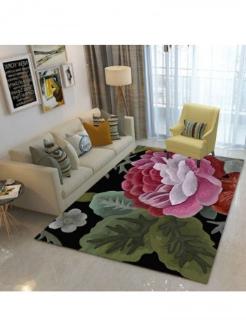 3D Peony Flower Printed Floor Rug Multicolour 140x200cm