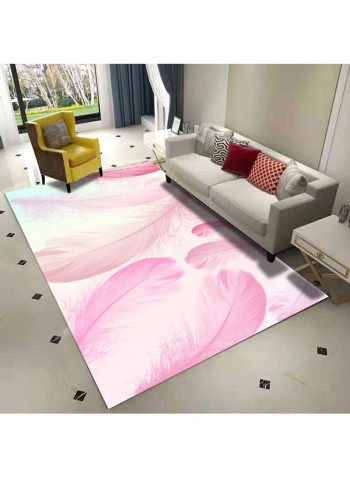 Feather Themed Modern Rug Pink/White 140x200cm