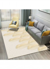 Feather Themed Modern Rug Yellow/White 140x200cm