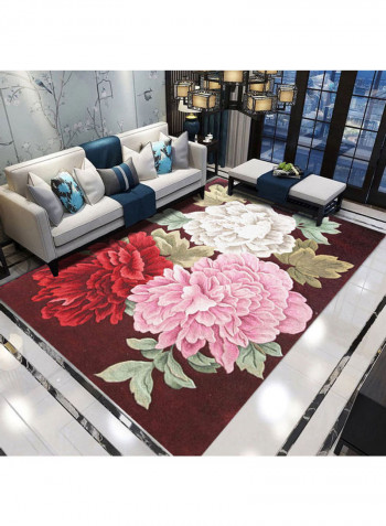 3D Peony Flower Printed Rug Multicolour 140x200cm