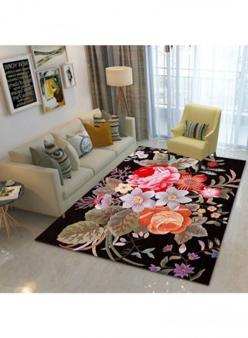 3D Peony Flower Printed Rug Multicolour 140x200cm