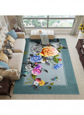 European Style Classic Floral Print Carpet Multicolour 140 X 200cm