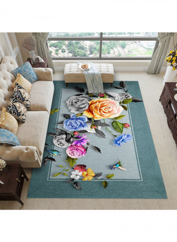 European Style Classic Floral Print Carpet Multicolour 140 X 200cm