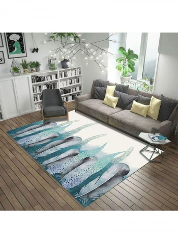 Feather Themed Modern Rug Blue/Grey/White 140x200cm