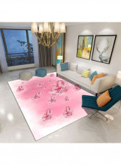Feather Themed Modern Rug Pink/White 140x200cm