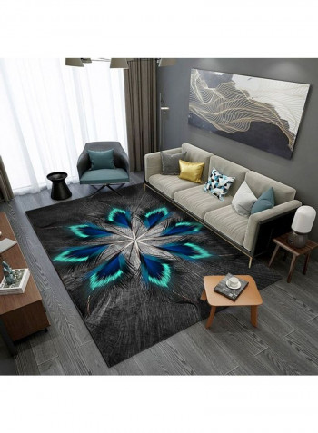 Floral Themed Modern Rug Grey/Black/Blue 140x200cm