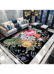 Flower Printed Rectangle Rug Multicolour 140x200cm