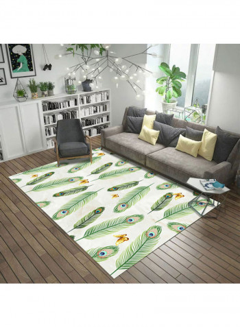 Peacock Feather Themed Modern Rug Multicolour 140x200cm