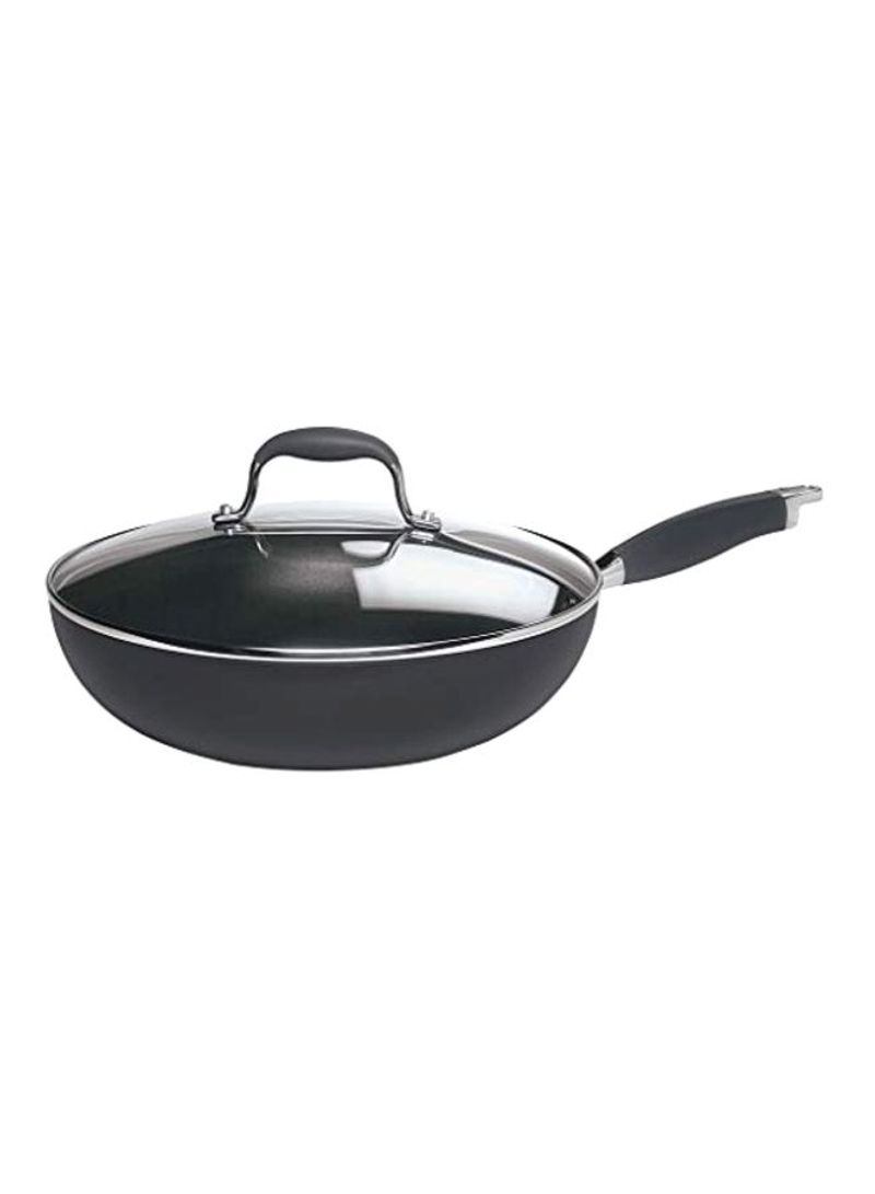 2-Piece Non-Stick Frying Pan With Lid Black 12inch