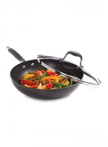 2-Piece Non-Stick Frying Pan With Lid Black 12inch