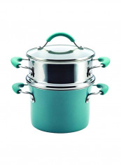 3-Piece Porcelain Enamel Nonstick Pot Set Agave Blue 3Quart