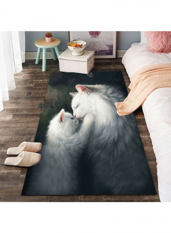Cats Printed  Anti-Slip Rug Green/White/Black 140x200cm