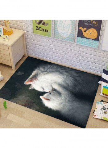 Cats Printed  Anti-Slip Rug Green/White/Black 140x200cm