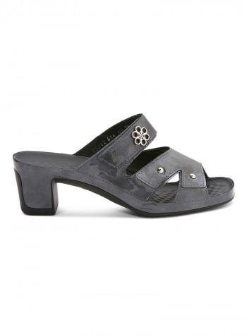 Leather Heel Sandals Black