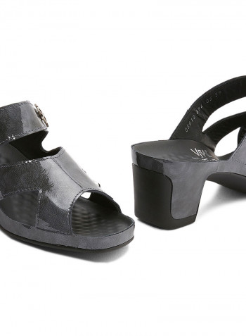 Leather Heel Sandals Black