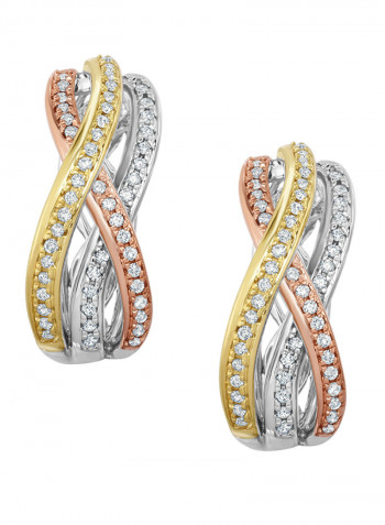 925 Sterling Silver Hoop Earrings With Cubin Zircon Studded